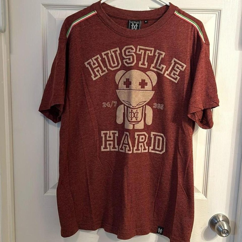 Michael Cherry Hustle Hard‎ Men's Short Sleeve XL T-shirt Red